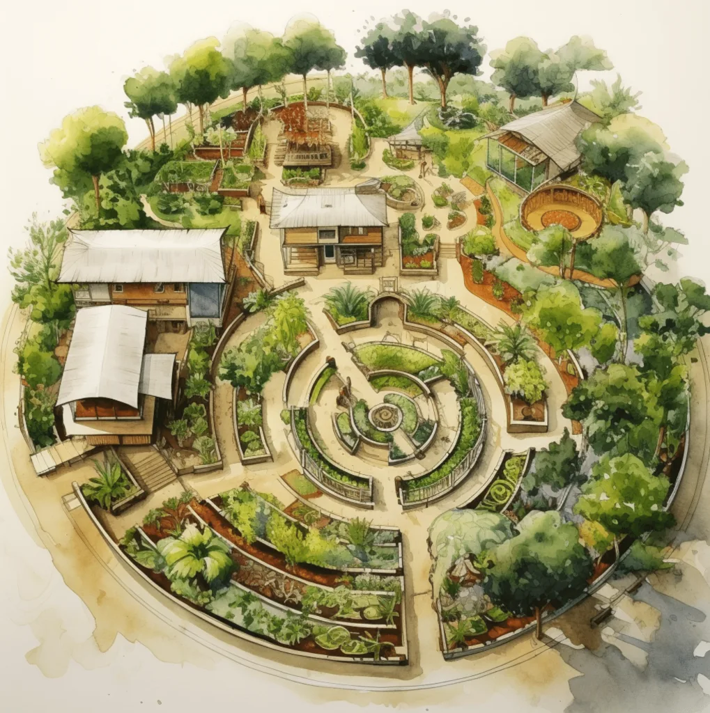 ai permaculture garden design with golden ratio